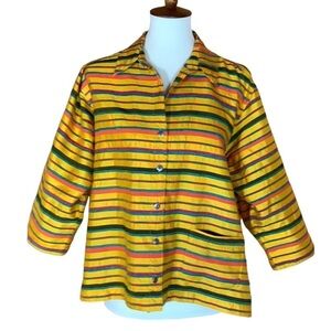 Chico’s striped silk shirt / jacket Chico’s Size 1= Medium (8-10)